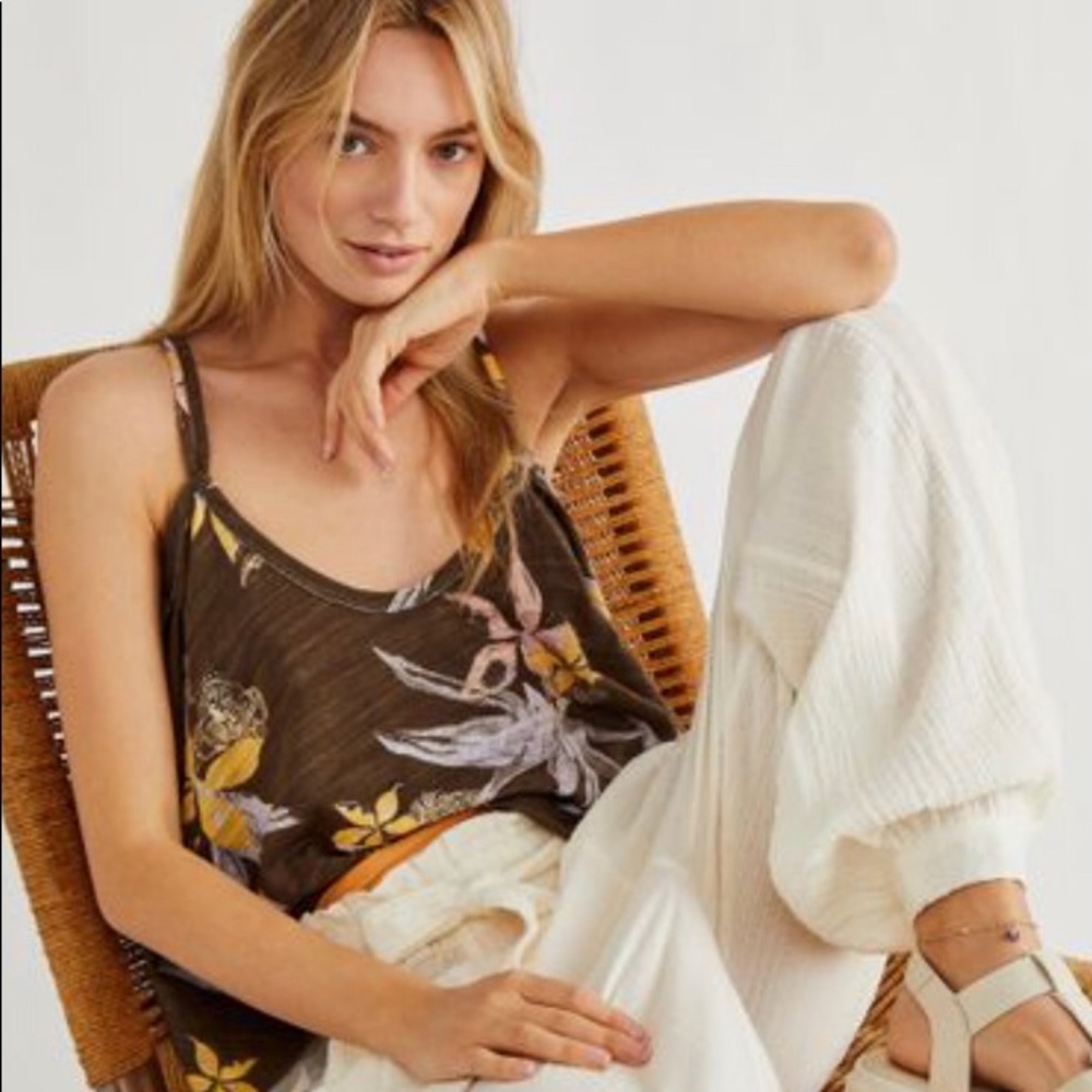 FREE PEOPLE HEY GIRL COTTON TANK TANK TOP ARMY COMBO NWT SIZE XL